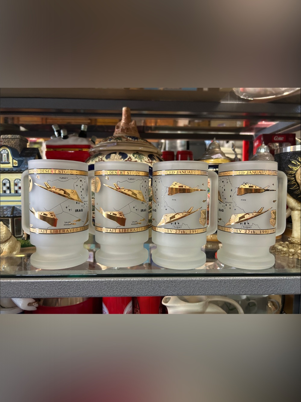 Set of 4 Frosted Glass Votive Holders with 22k Gold